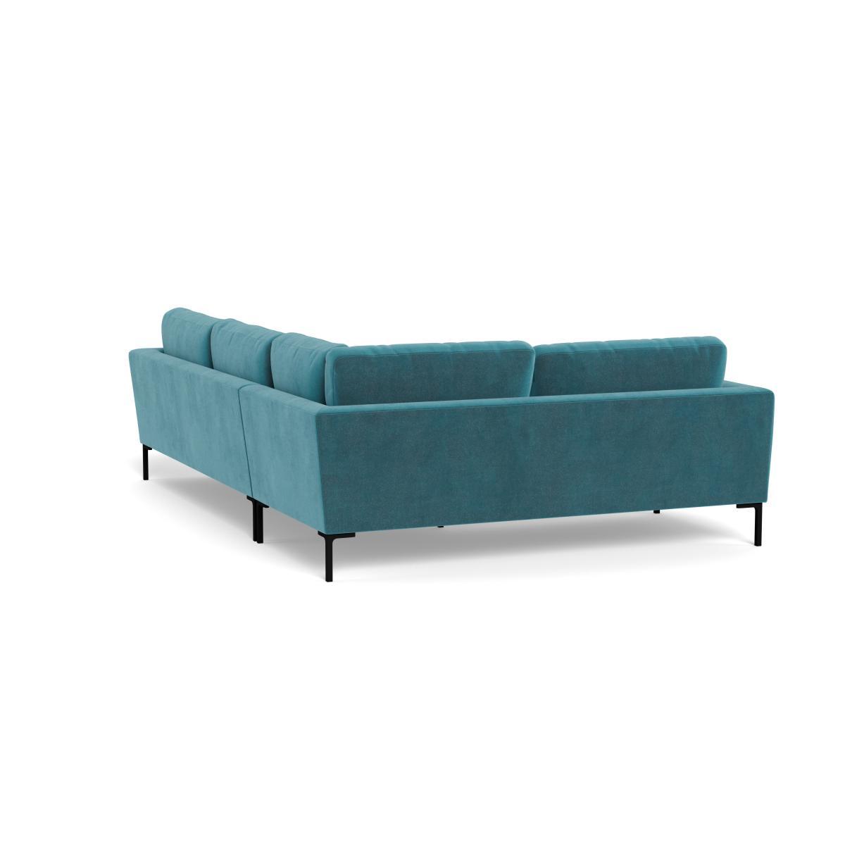 Heal's Eton Left Hand Facing Corner Sofa Smart Luxe Velvet Airforce Blue Black Feet - Heal's UK Furniture – image 4