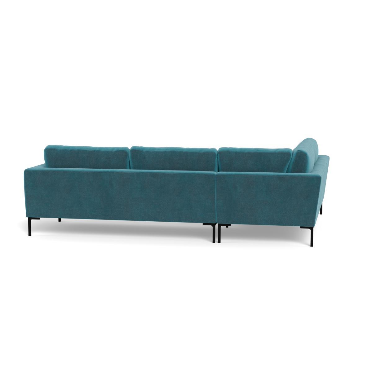Heal's Eton Left Hand Facing Corner Sofa Smart Luxe Velvet Airforce Blue Black Feet - Heal's UK Furniture – image 5