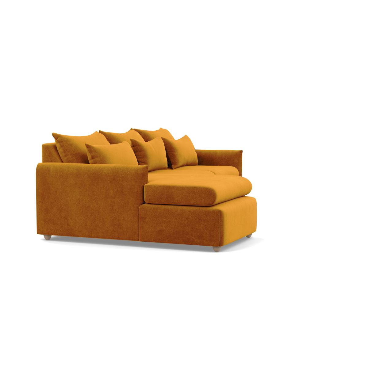 Heal's Pillow Medium LHF Corner Chaise Sofa Smart Luxe Velvet Cognac Stained Oak Feet - Heal's UK Furniture – image 2