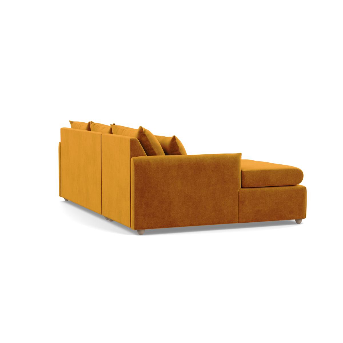 Heal's Pillow Medium LHF Corner Chaise Sofa Smart Luxe Velvet Cognac Stained Oak Feet - Heal's UK Furniture – image 4