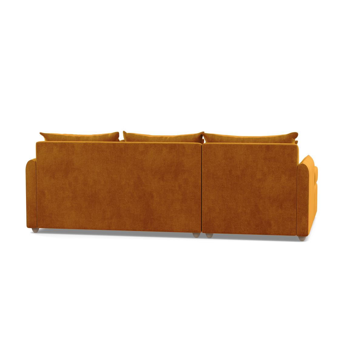 Heal's Pillow Medium LHF Corner Chaise Sofa Smart Luxe Velvet Cognac Stained Oak Feet - Heal's UK Furniture – image 5