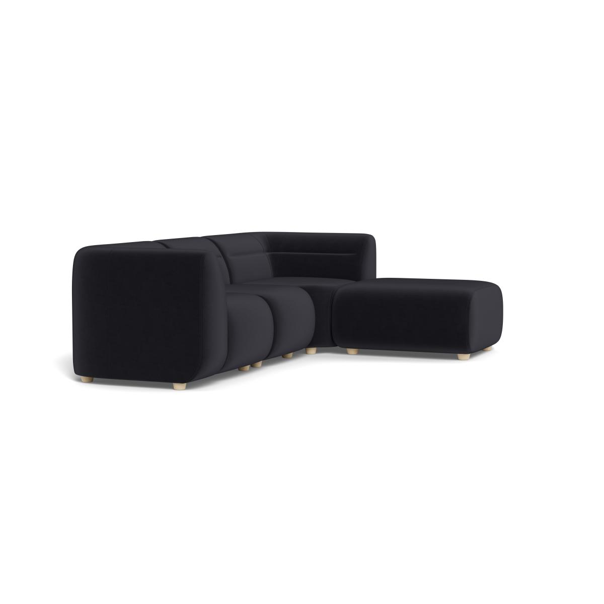 Heal's Lilli Right Hand Facing Corner Sofa Velvet Black Natural Beech Feet – image 2