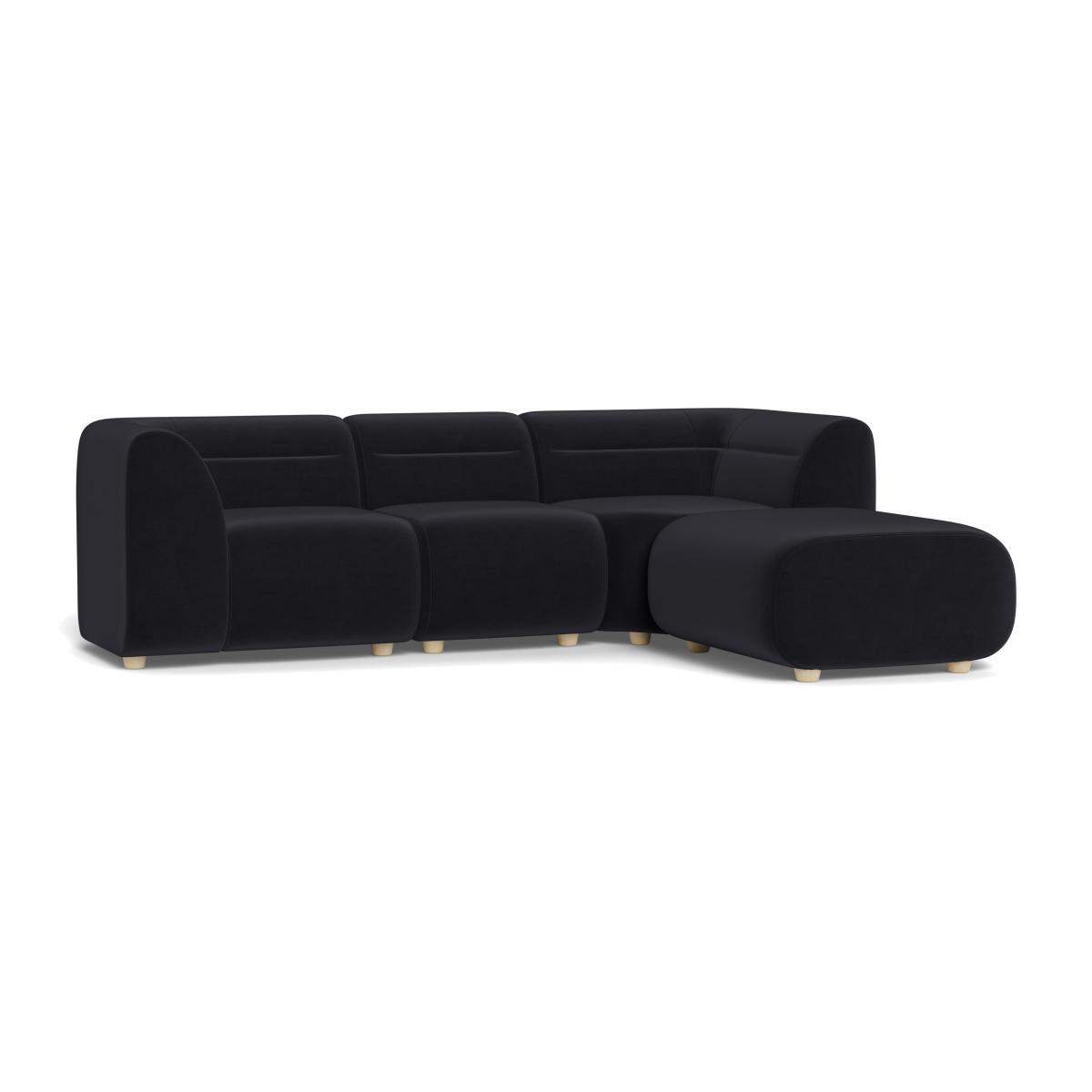Heal's Lilli Right Hand Facing Corner Sofa Velvet Black Natural Beech Feet – image 1