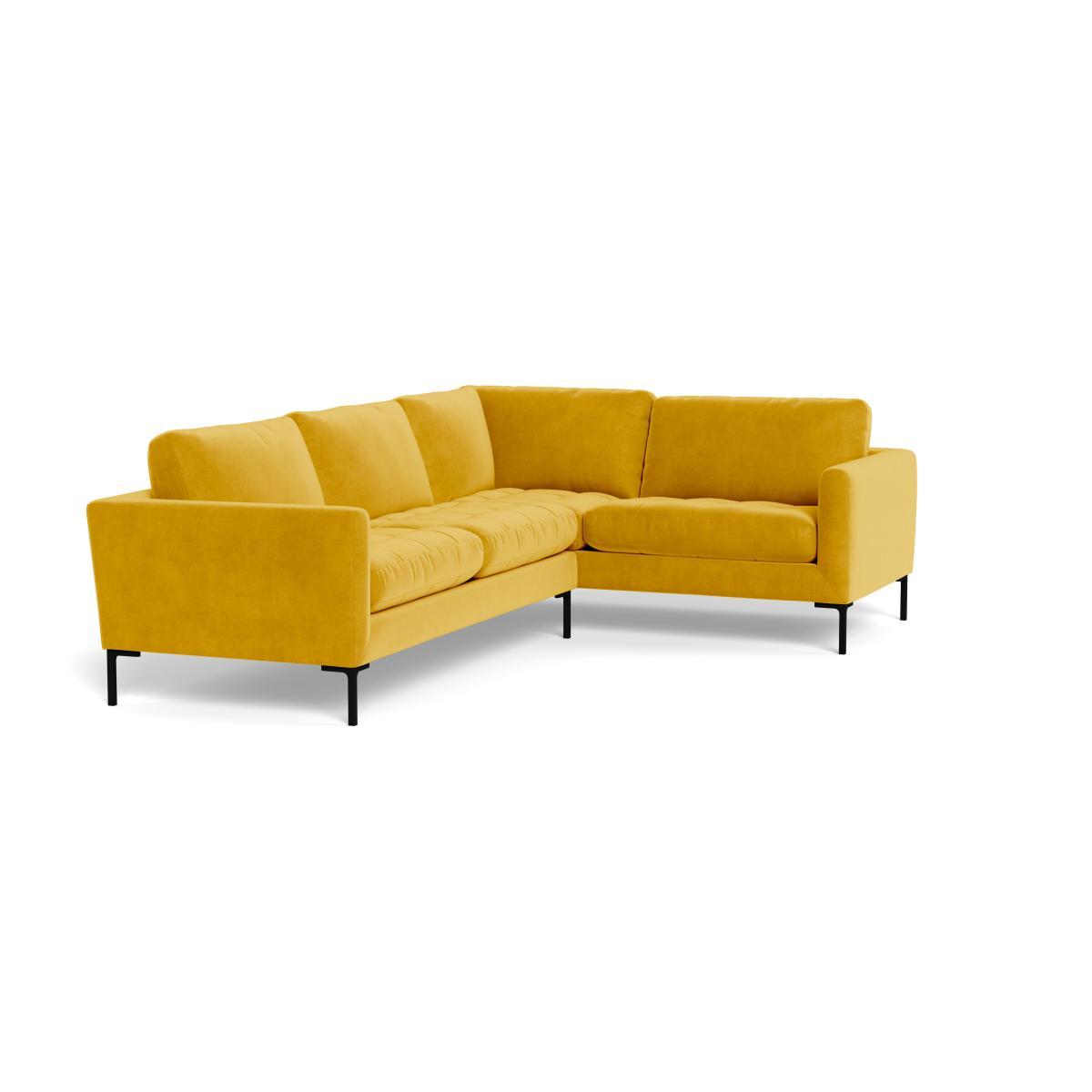 Heal's Eton Right Hand Facing Corner Sofa Smart Luxe Velvet Canary Brass Feet - Heal's UK Furniture – image 2