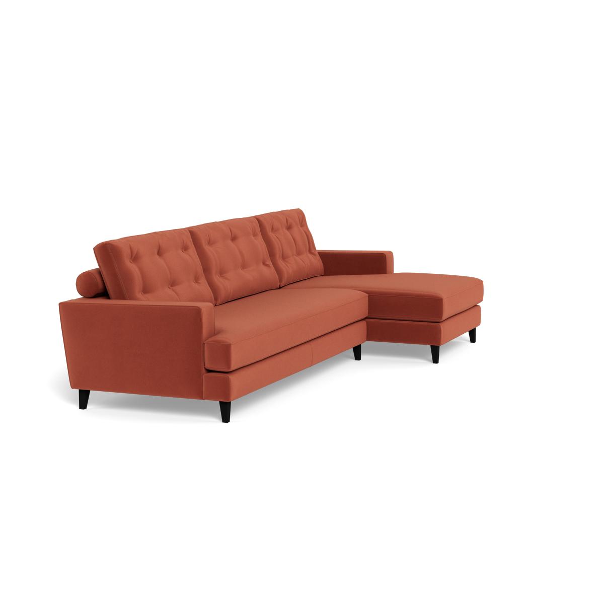 Heal's Mistral Right Hand Facing Chaise Sofa Smart Luxe Velvet Tawny Black Feet – image 2