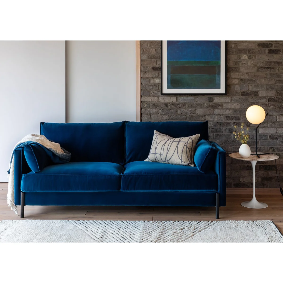 Heal's Tortona Left Hand Facing Corner Chaise Sofa Wool Velvet Camel Black Feet – image 2