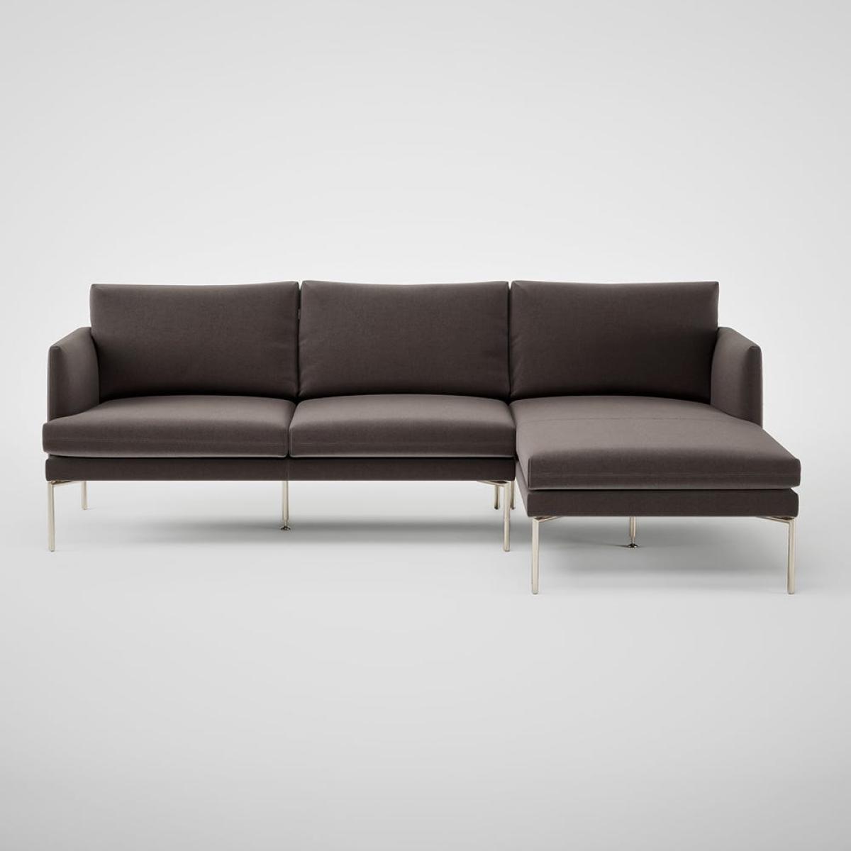 Heal's Matera Right Hand Facing Chaise Sofa Nobilis Velvet Sable Stainless Steel Foot – image 2