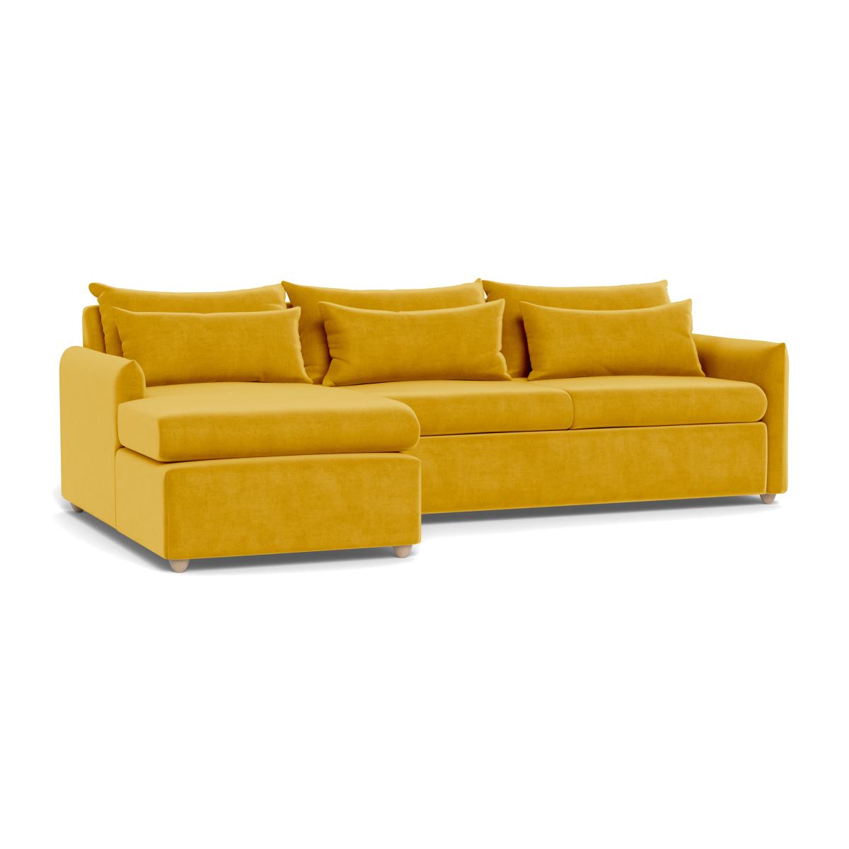 Heal's Pillow Large LHF Corner Chaise Sofa Smart Luxe Velvet Biscuit Black Painted Oak Feet – image 1