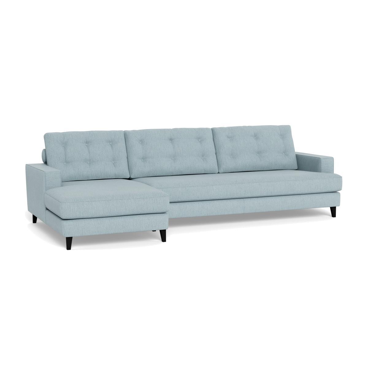 Heal's Mistral Left Hand Facing Corner Sofa Smart Linen Mix Duck Egg Black Feet - Heal's UK Furniture – image 1