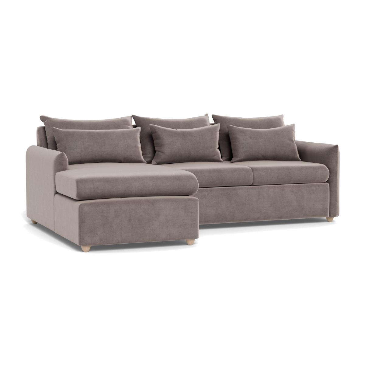 Heal's Pillow Medium LHF Corner Chaise Sofa Smart Luxe Velvet Biscuit Stained Oak Feet – image 1