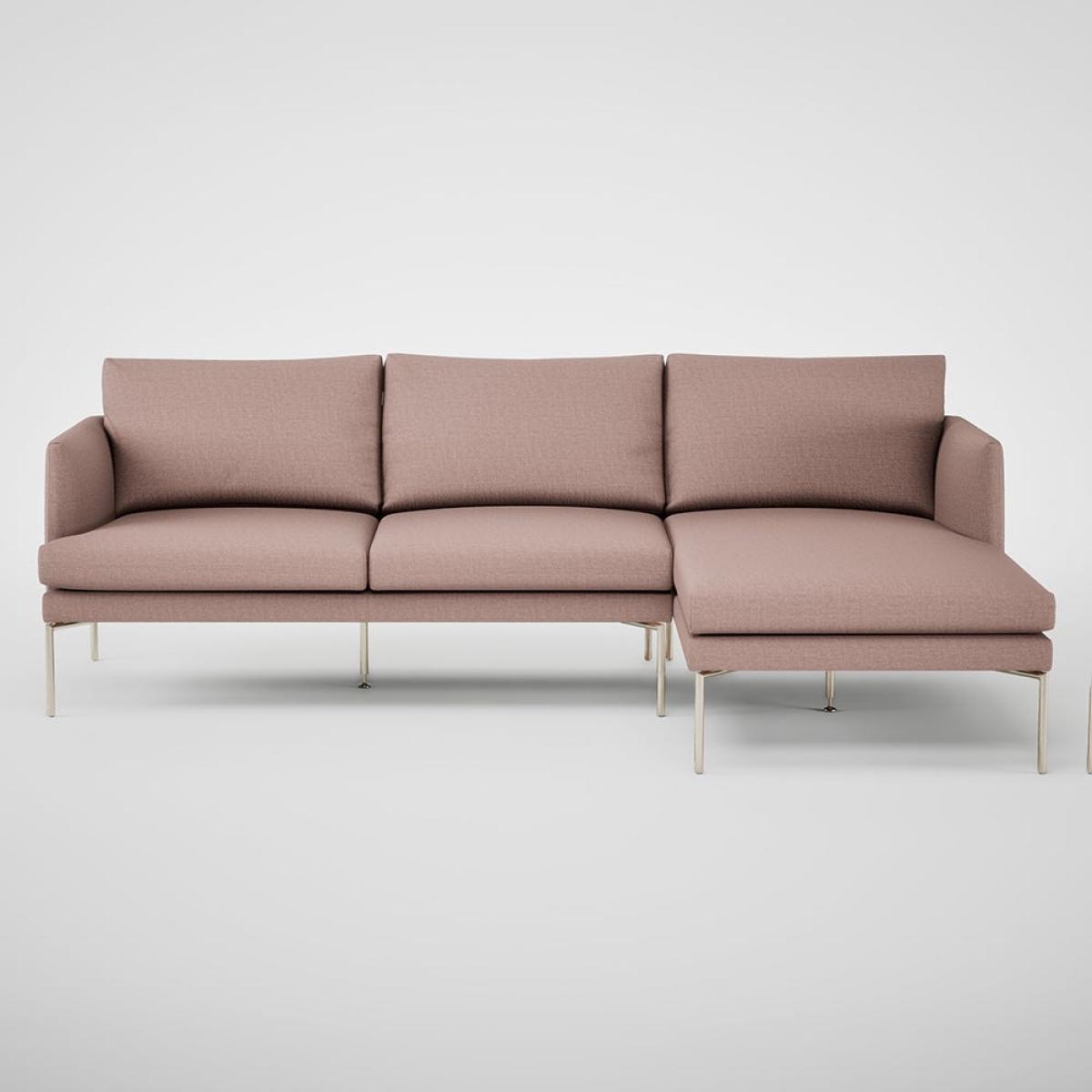 Heal's Matera Right Hand Facing Chaise Sofa Siena Cotton Dusky Pink Stainless Steel Foot – image 2