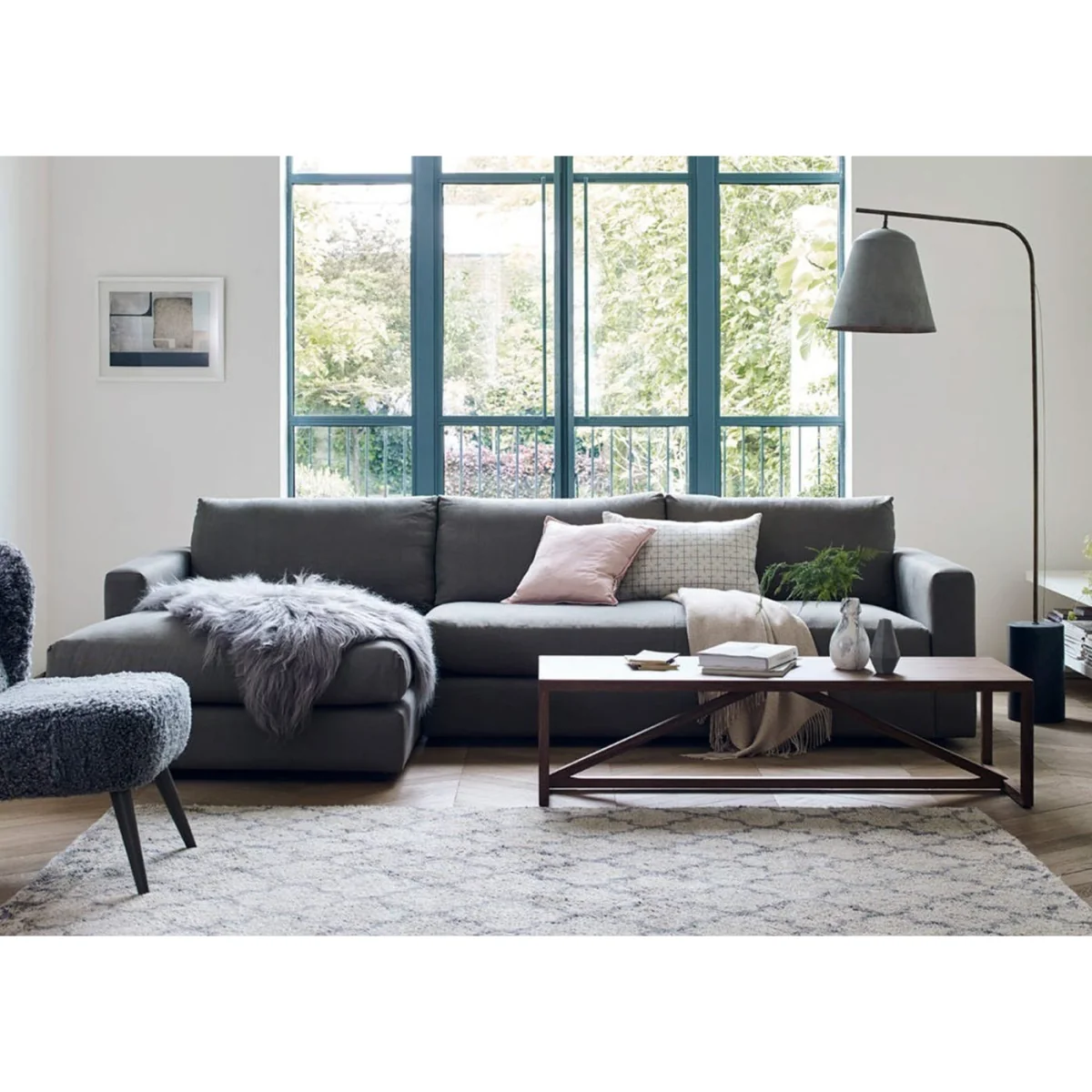 Heal's Nimbus II Corner Sofa Wool Velvet Camel Black Feet – image 2