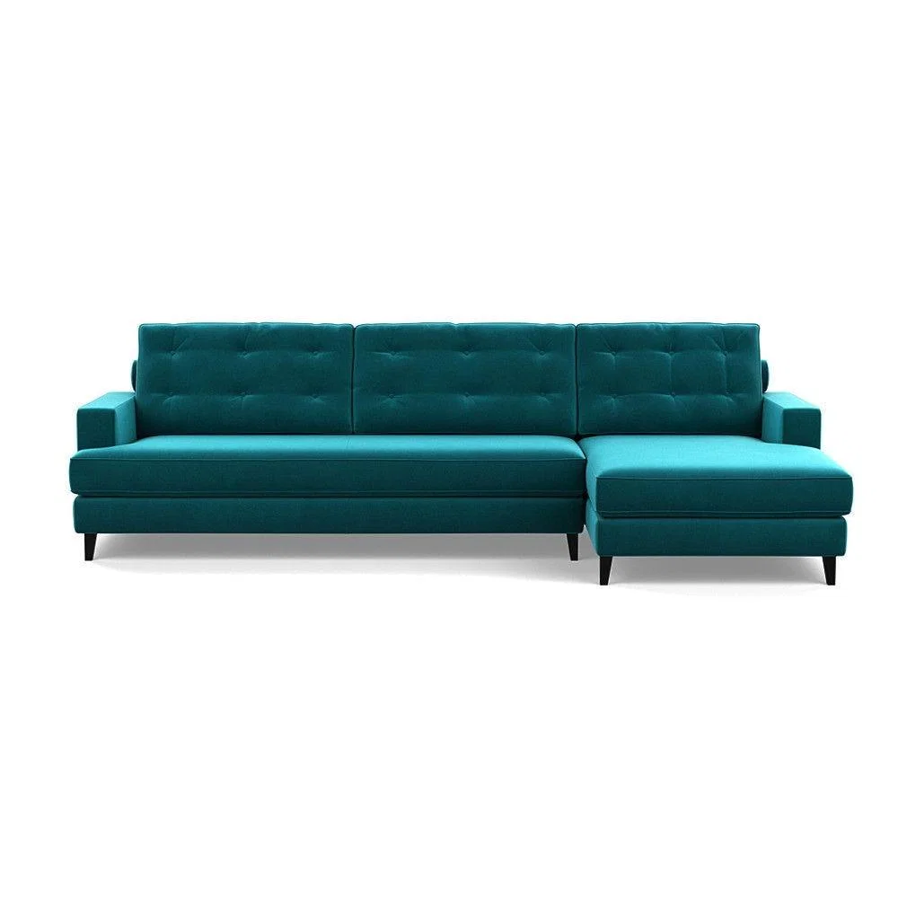 Heal's Mistral Right Hand Facing Corner Sofa Velvet Black Natural Feet - Heal's UK Furniture – image 75