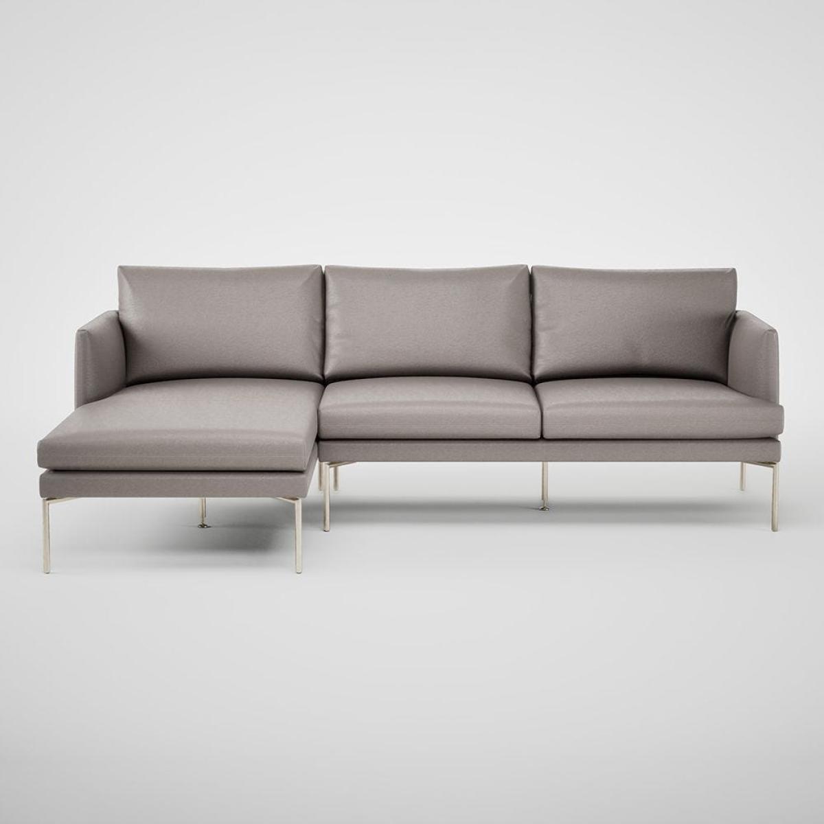 Heal's Matera Left Hand Facing Chaise Sofa Nobilis Velvet Leaf 18 Stainless Steel Foot