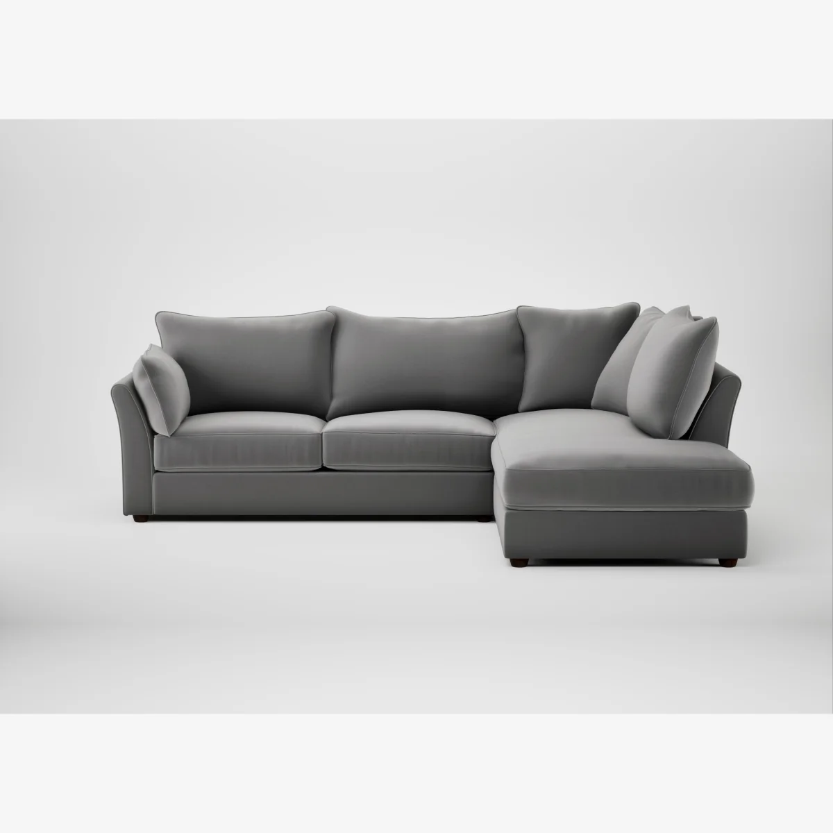 Heal's Tailor Right Hand Facing Corner Sofa Smart Velvet Mercury Walnut Stained Feet – image 1