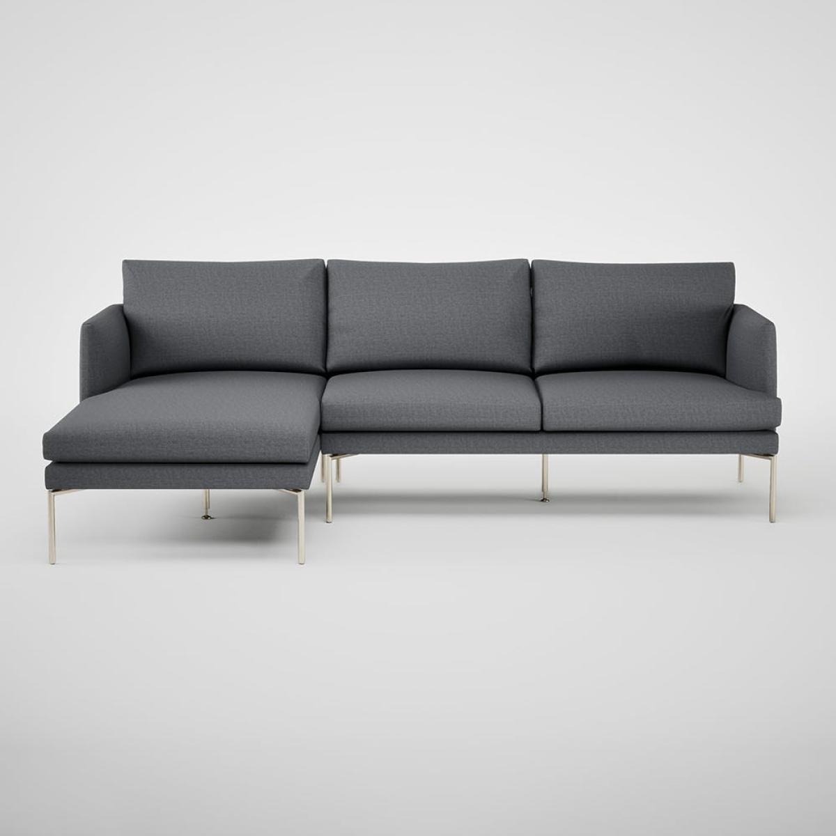 Heal's Matera Left Hand Facing Chaise Sofa Siena Cotton Shale Grey Stainless Steel Foot – image 2