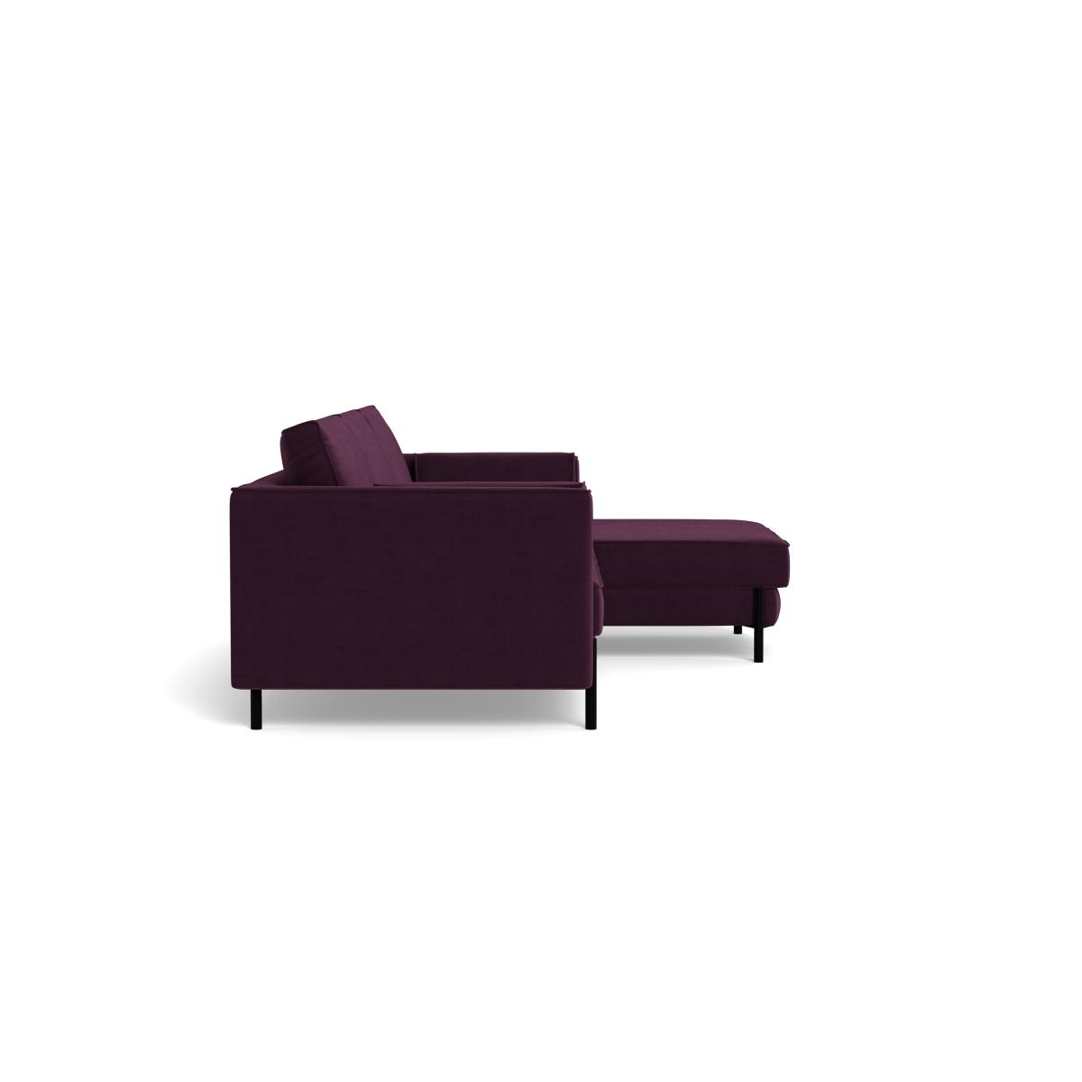 Heal's Tortona Right Hand Facing 4 Seater Corner Chaise Velvet Grape Black Feet – image 3