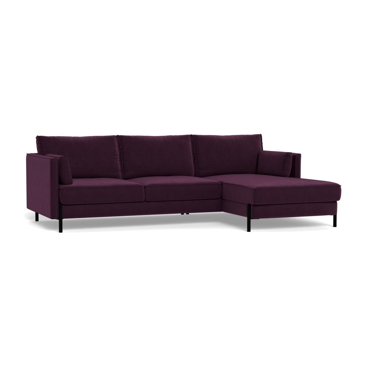 Heal's Tortona Right Hand Facing 4 Seater Corner Chaise Velvet Grape Black Feet – image 1