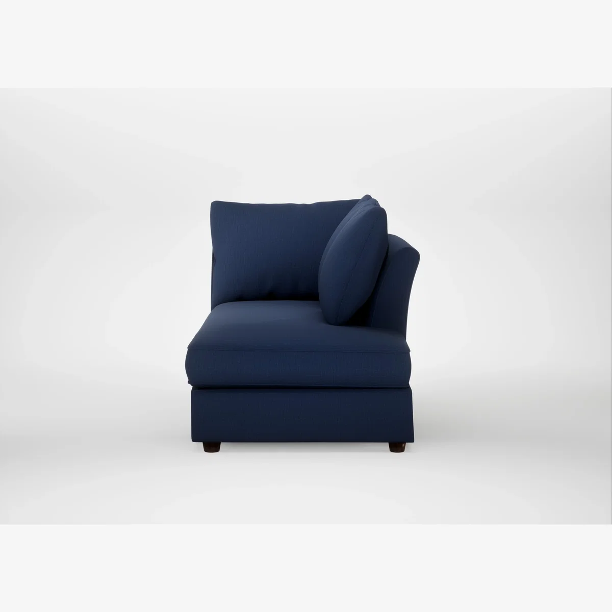 Heal's Tailor Right Hand Facing Chaise Unit Smart Cotton Linen Indigo Walnut Stained Feet – image 1