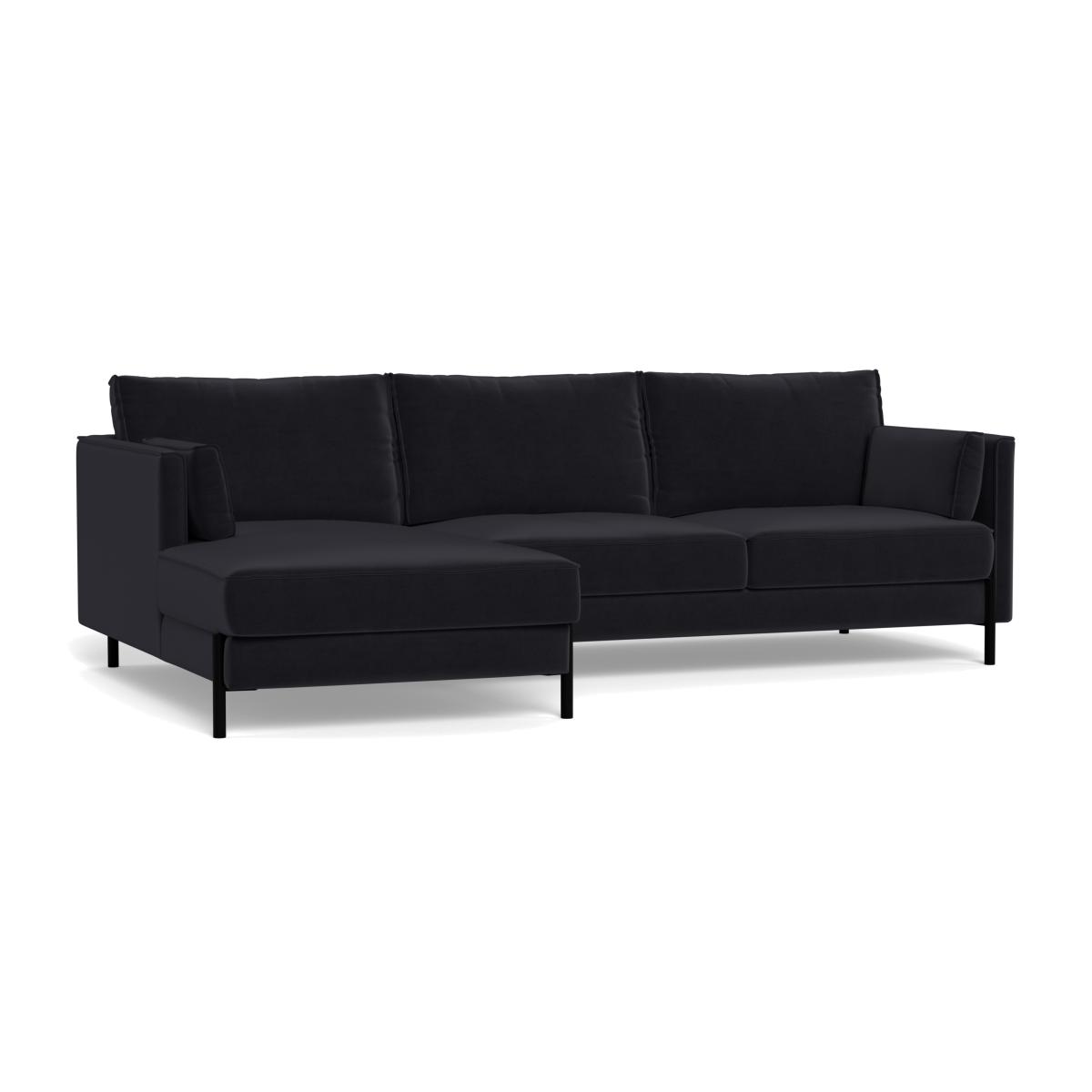 Heal's Tortona Left Hand Facing 4 Seater Corner Chaise Velvet Black Black Feet – image 1