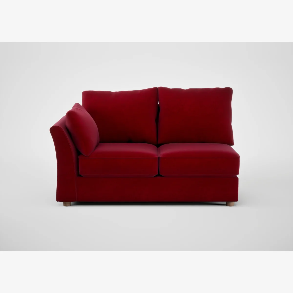Heal's Tailor Medium Left Hand Facing Corner Unit Smart Luxe Velvet Mulberry Natural Feet – image 1
