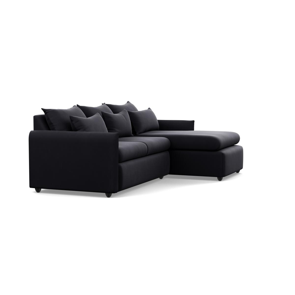 Heal's Pillow Medium RHF Corner Chaise Sofa Bed Velvet Black Stained Oak Feet - Heal's UK Bedroom Furniture – image 2