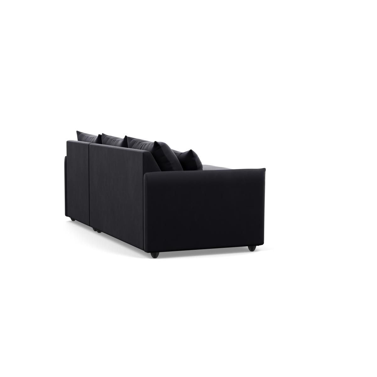 Heal's Pillow Medium RHF Corner Chaise Sofa Bed Velvet Black Stained Oak Feet - Heal's UK Bedroom Furniture – image 4
