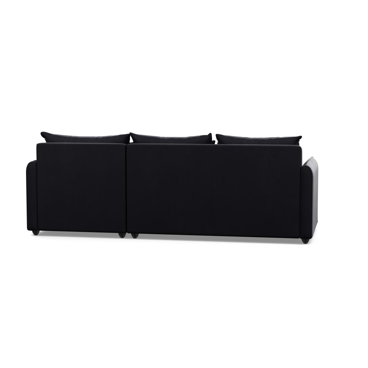Heal's Pillow Medium RHF Corner Chaise Sofa Bed Velvet Black Stained Oak Feet - Heal's UK Bedroom Furniture – image 5