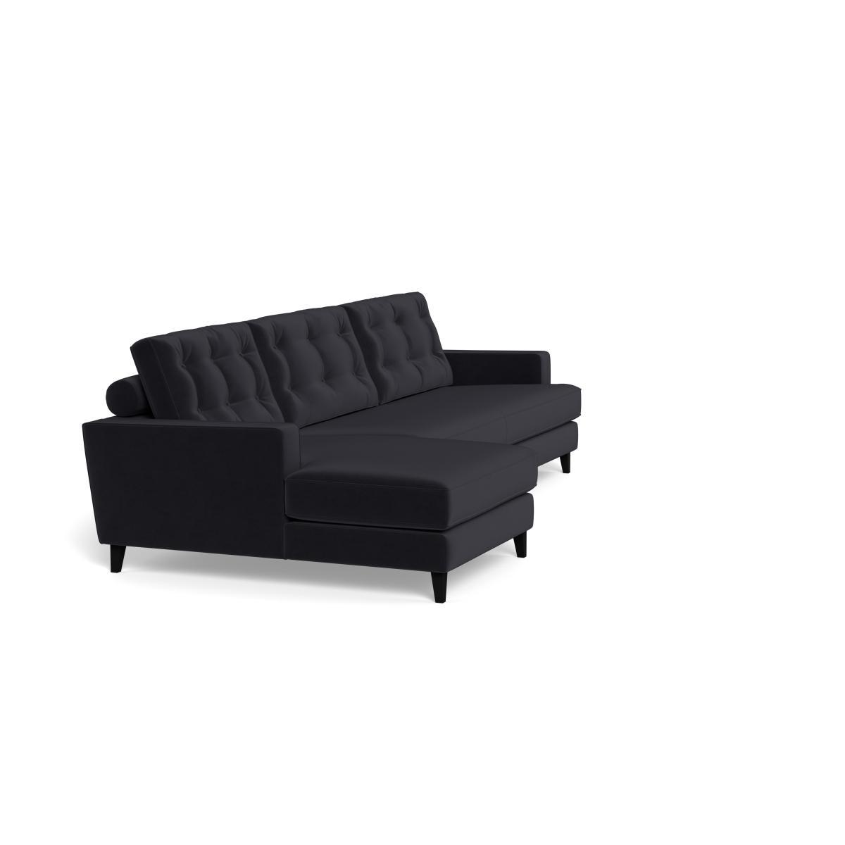 Heal's Mistral Left Hand Facing Corner Sofa Velvet Black Black Feet - Heal's UK Furniture – image 2