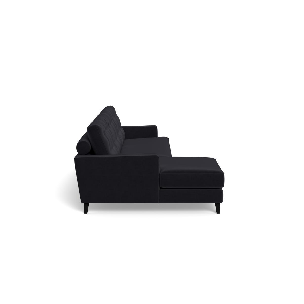 Heal's Mistral Left Hand Facing Corner Sofa Velvet Black Black Feet - Heal's UK Furniture – image 3