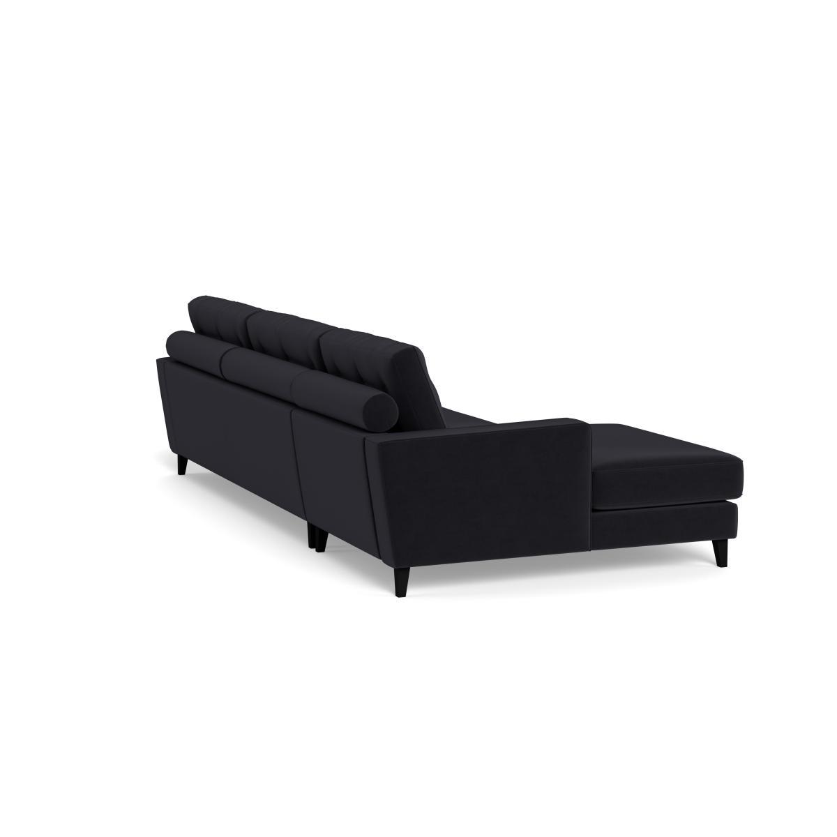 Heal's Mistral Left Hand Facing Corner Sofa Velvet Black Black Feet - Heal's UK Furniture – image 4