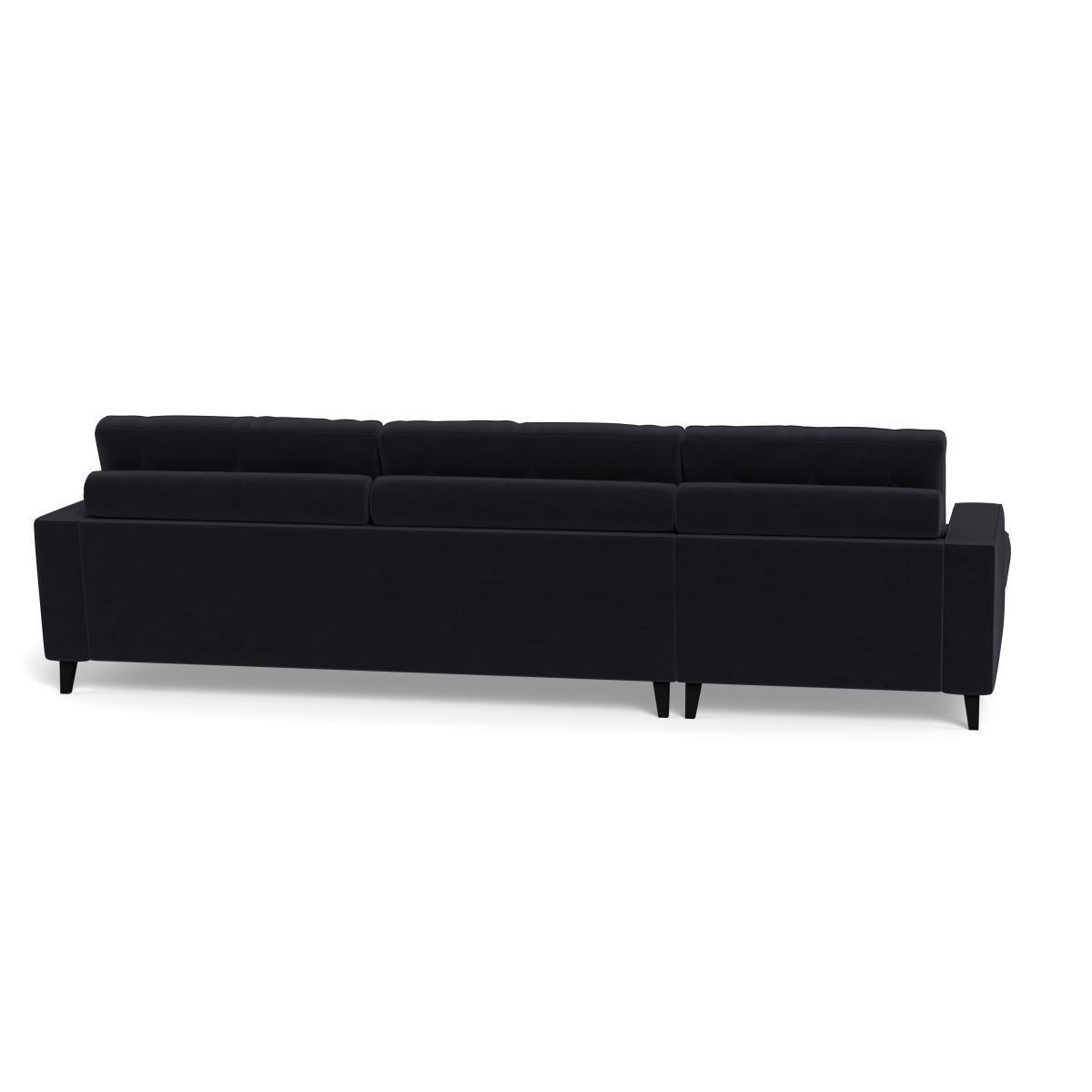 Heal's Mistral Left Hand Facing Corner Sofa Velvet Black Black Feet - Heal's UK Furniture – image 5