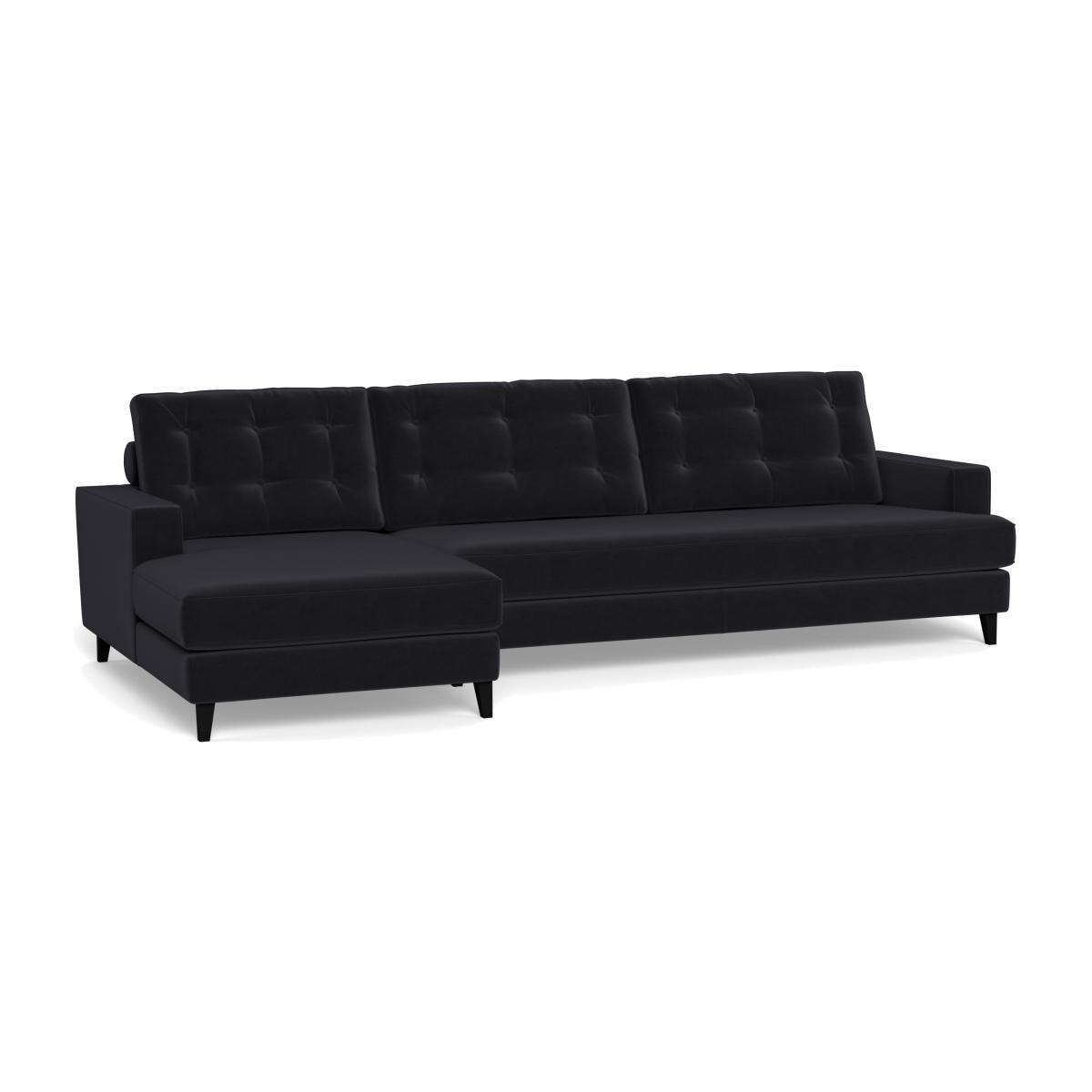 Heal's Mistral Left Hand Facing Corner Sofa Velvet Black Black Feet - Heal's UK Furniture – image 1