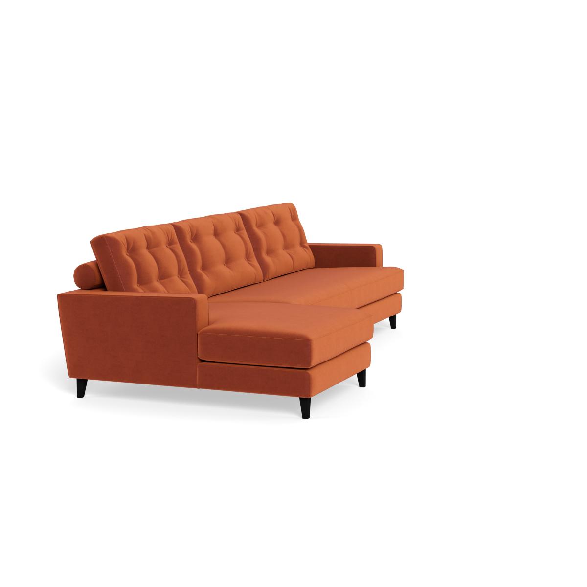 Heal's Mistral Left Hand Facing Chaise Sofa Velvet Russet Black Feet – image 2