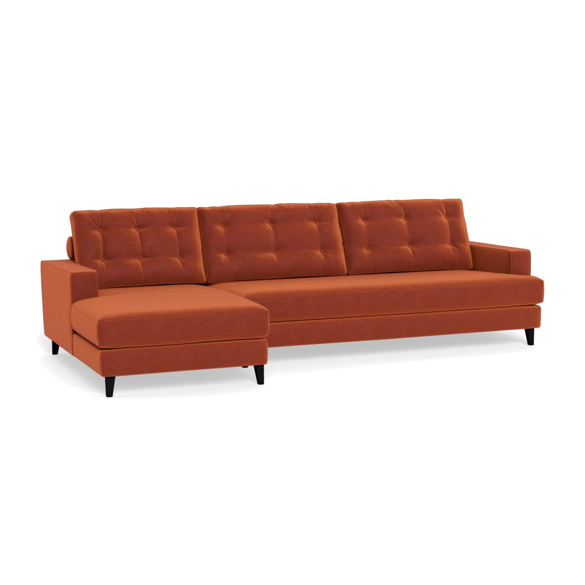 Heal's Mistral Left Hand Facing Chaise Sofa Velvet Russet Black Feet – image 1