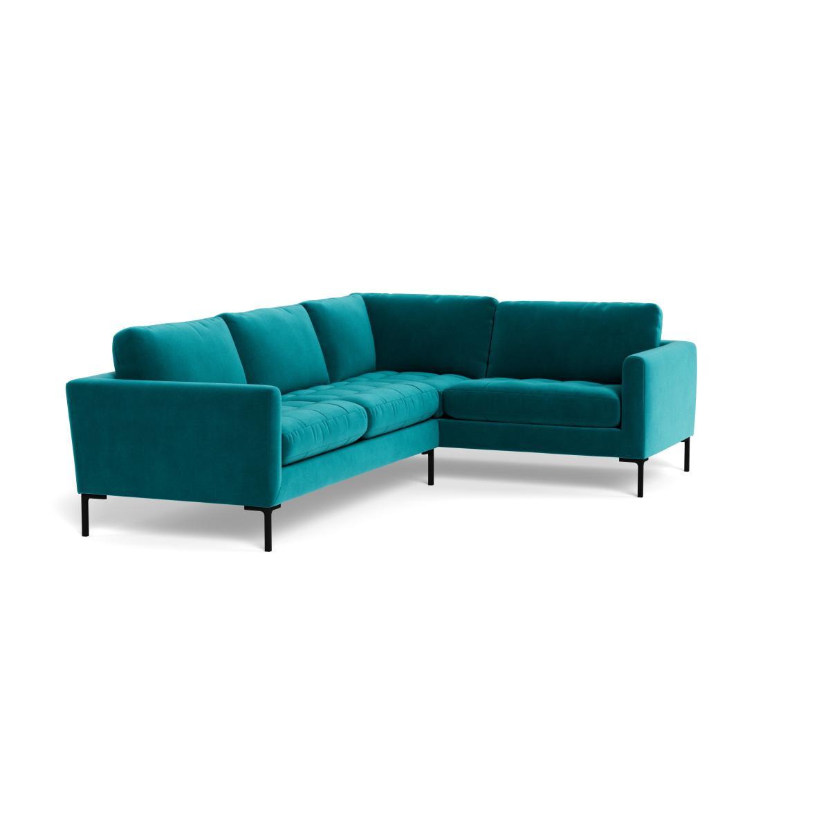 Heal's Eton Right Hand Facing Corner Sofa Smart Velvet Petrol Brass Feet - Heal's UK Furniture – image 2