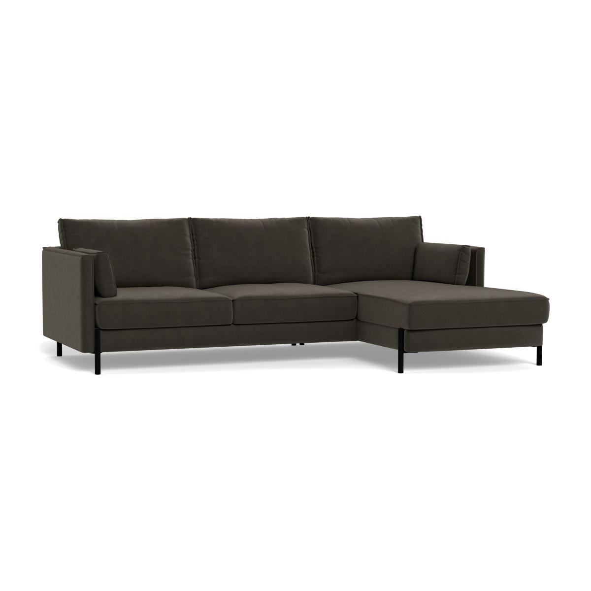 Heal's Tortona Right Hand Facing 4 Seater Corner Chaise Velvet Charcoal Black Feet – image 1