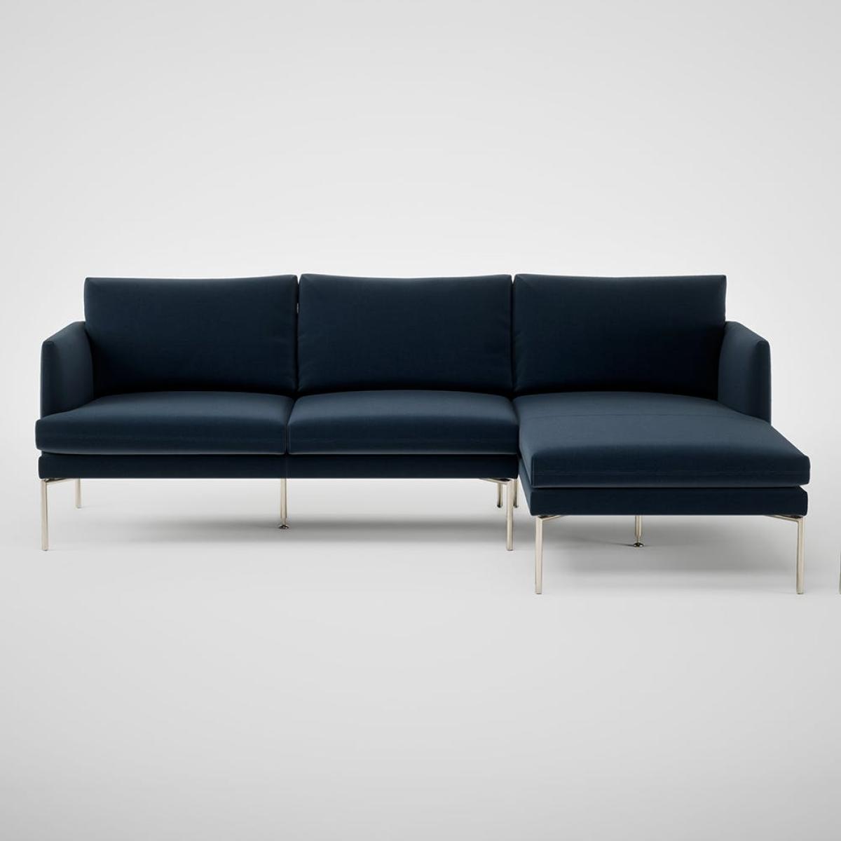 Heal's Matera Right Hand Facing Chaise Sofa Nobilis Velvet Night 25 Stainless Steel Foot – image 2
