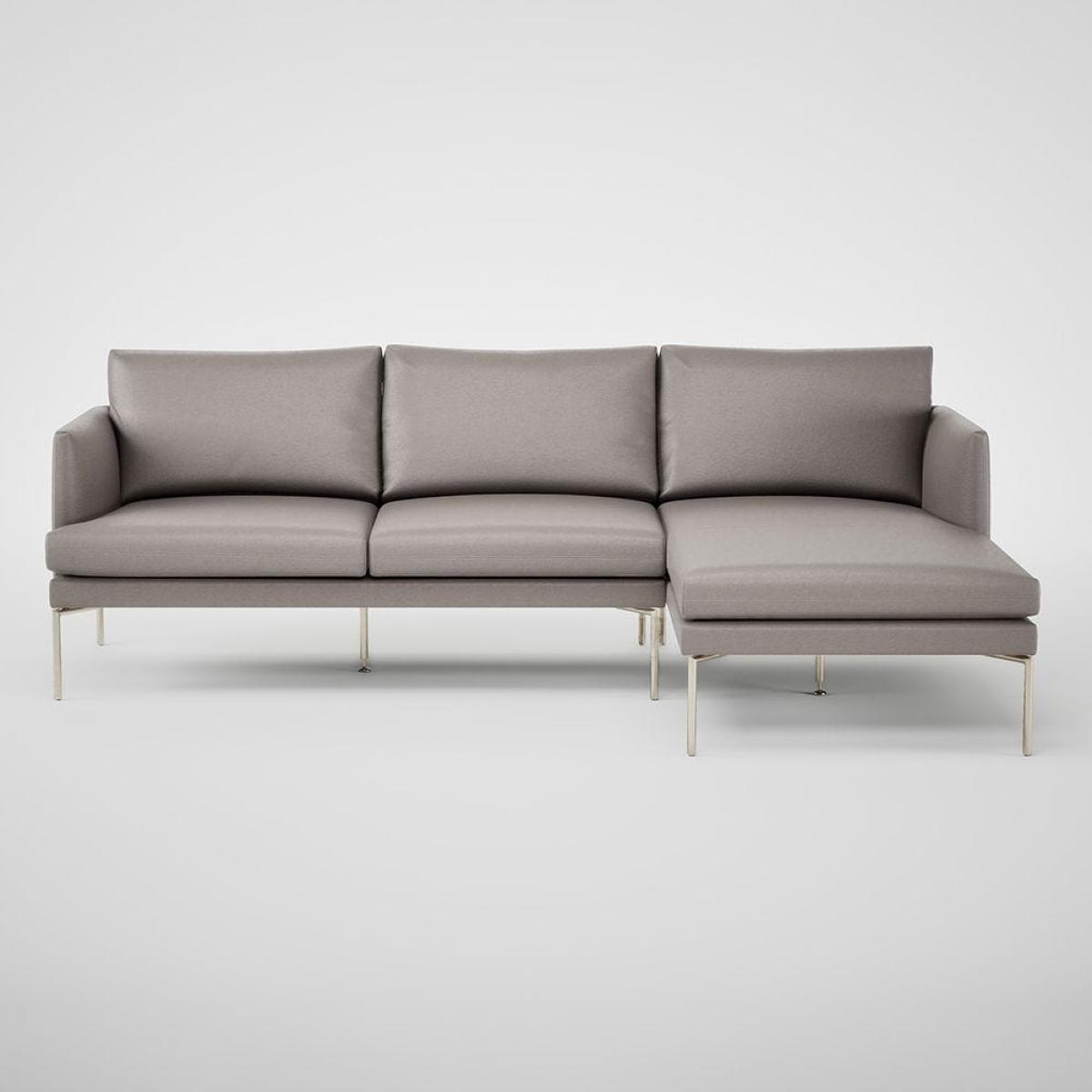 Heal's Matera Right Hand Facing Chaise Sofa Nobilis Velvet Night 25 Stainless Steel Foot – image 1