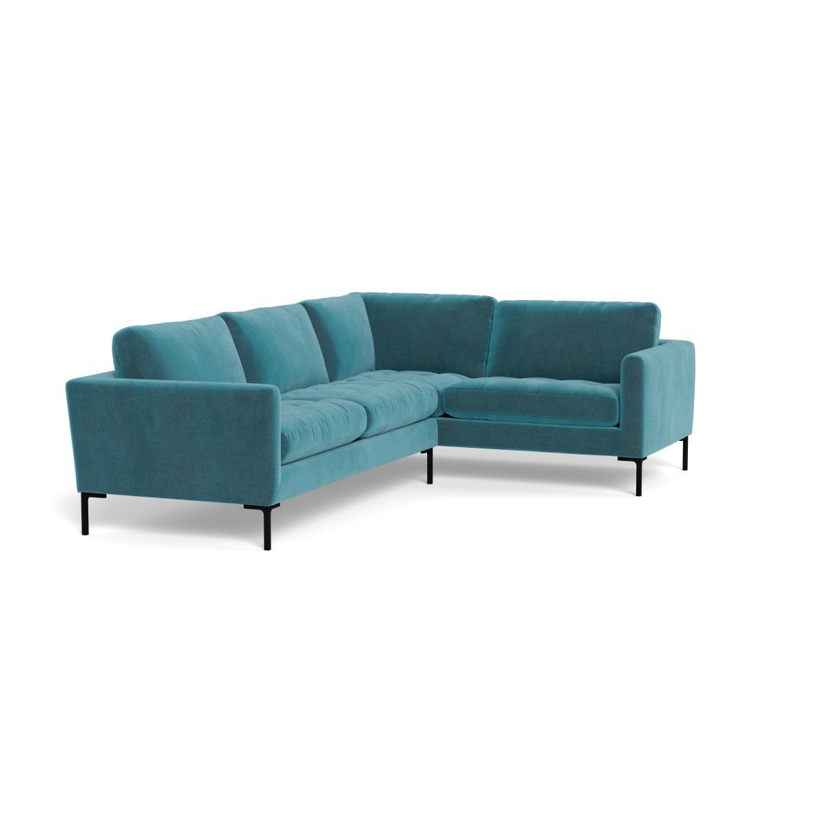 Heal's Eton Right Hand Facing Corner Sofa Smart Luxe Velvet Airforce Blue Black Feet - Heal's UK Furniture – image 2