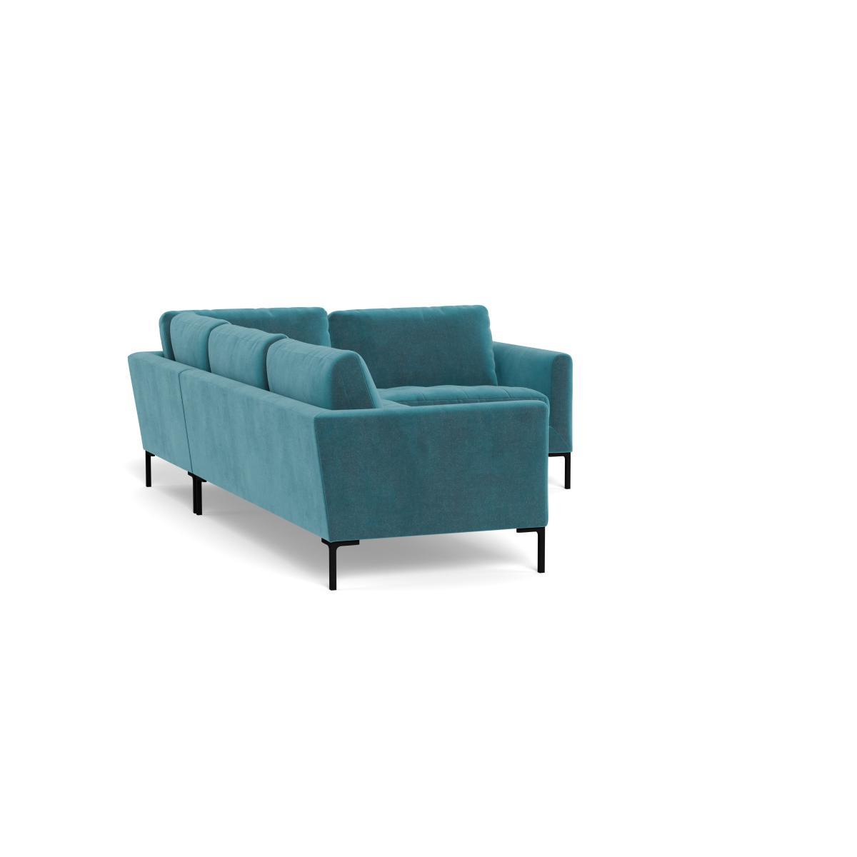 Heal's Eton Right Hand Facing Corner Sofa Smart Luxe Velvet Airforce Blue Black Feet - Heal's UK Furniture – image 4