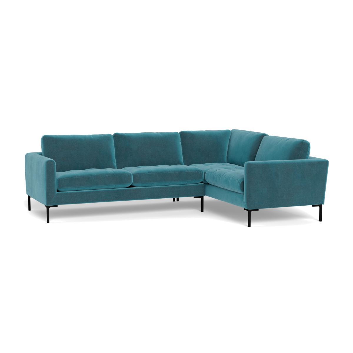 Heal's Eton Right Hand Facing Corner Sofa Smart Luxe Velvet Airforce Blue Black Feet - Heal's UK Furniture – image 1