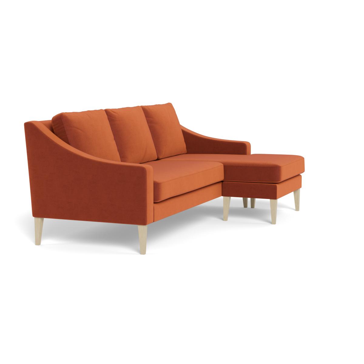 Heal's Richmond Chaise Sofa Velvet Russet Walnut Stained Feet – image 2