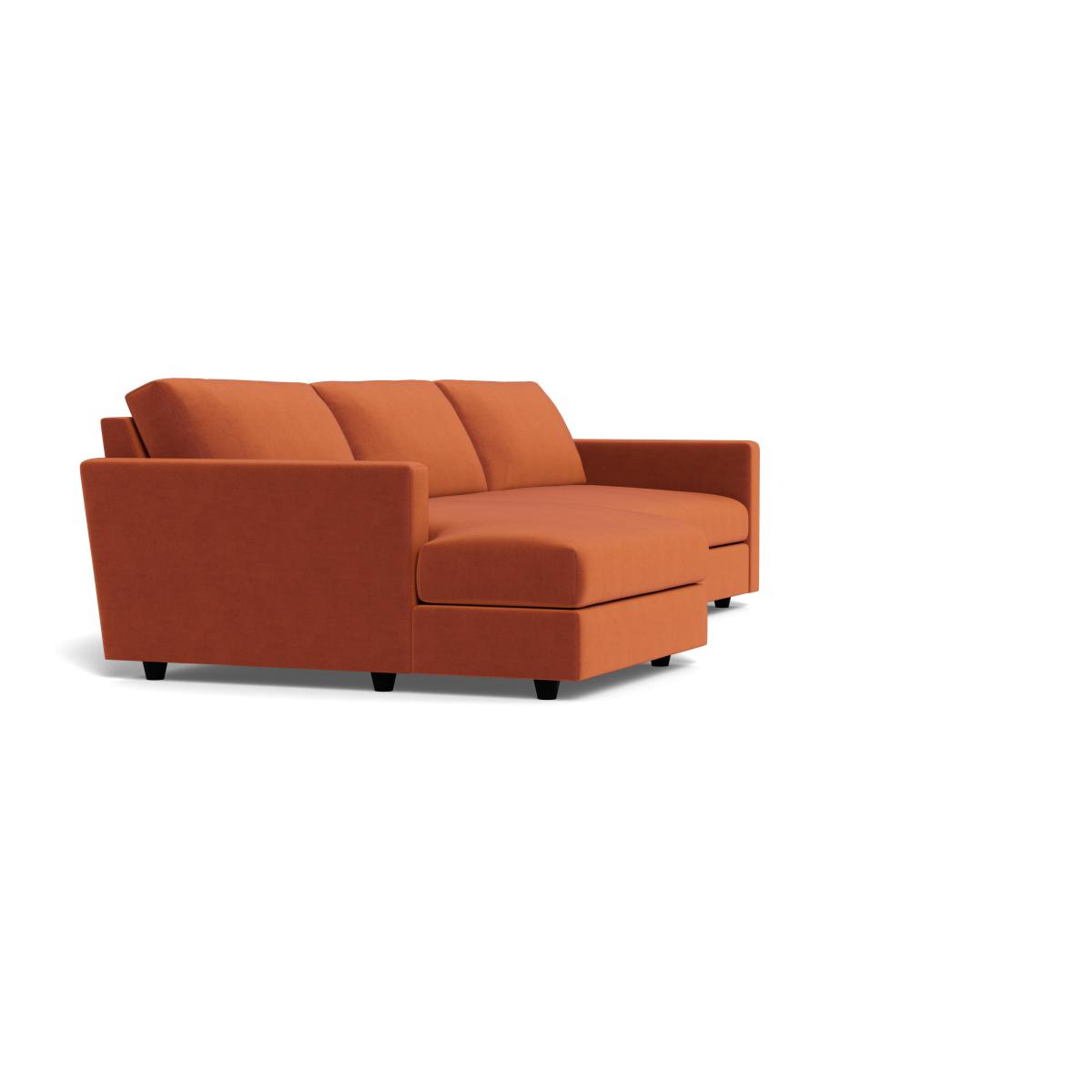 Heal's Nimbus II 4 Seater Chaise Sofa Left Hand Facing Velvet Russet Black Feet – image 2