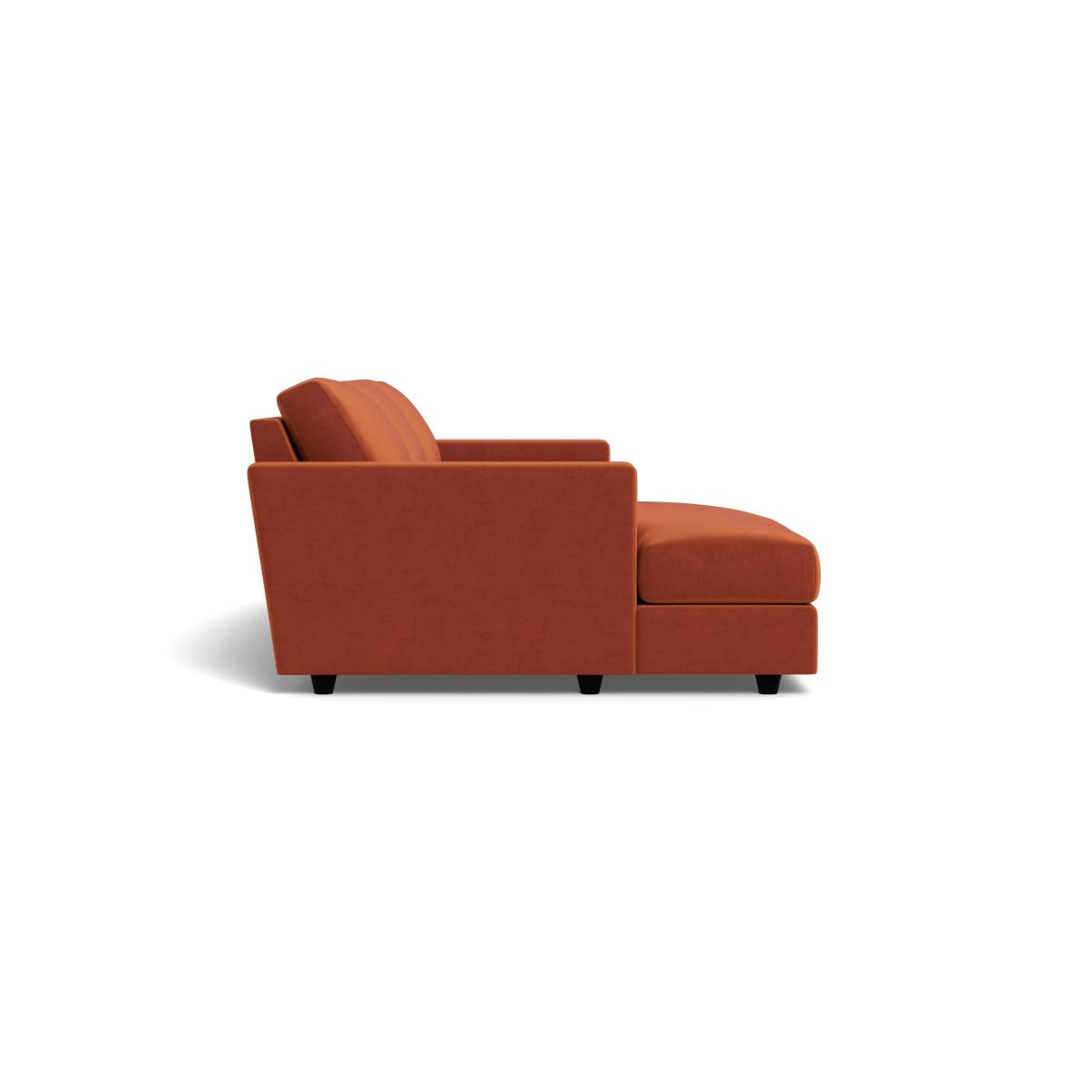 Heal's Nimbus II 4 Seater Chaise Sofa Left Hand Facing Velvet Russet Black Feet – image 3