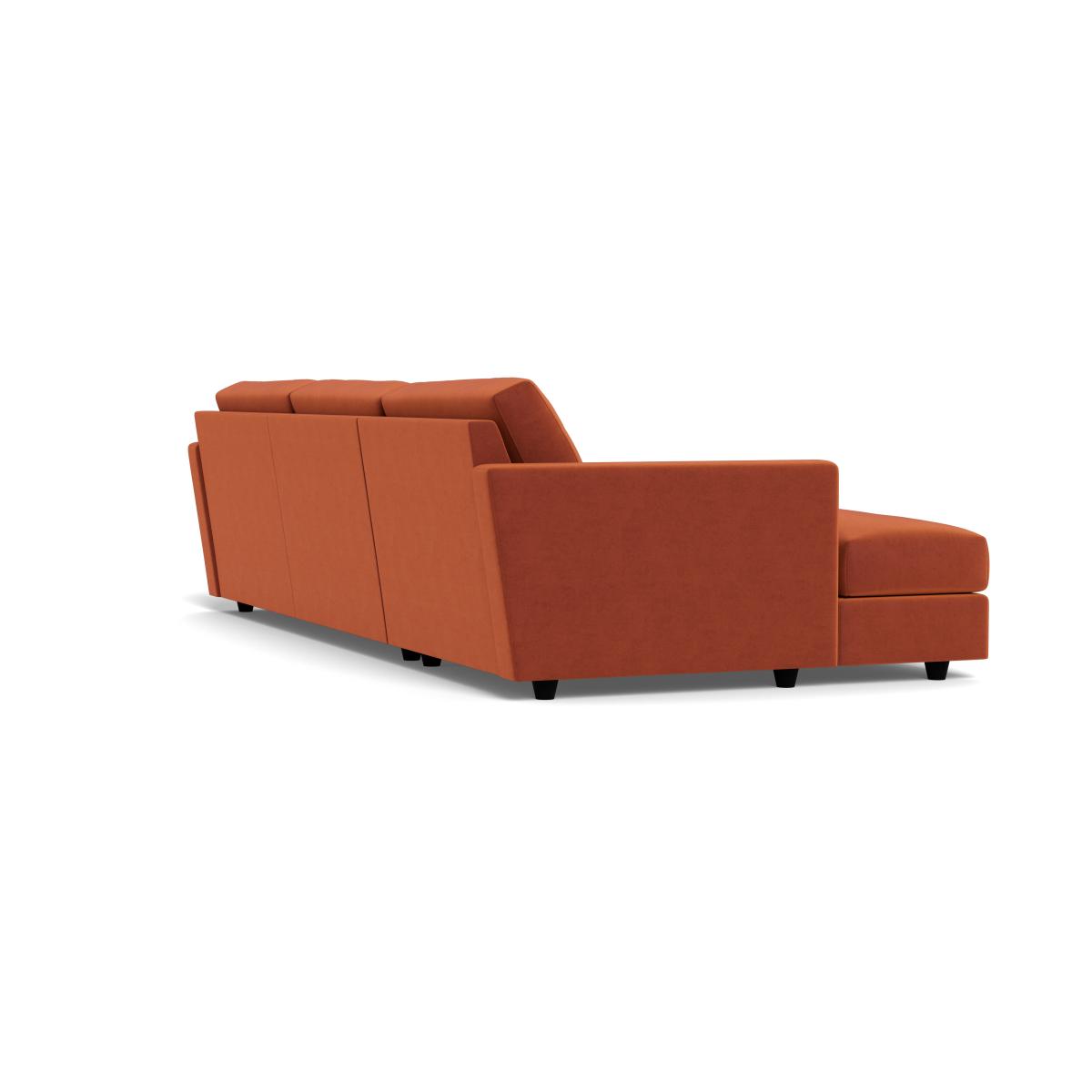 Heal's Nimbus II 4 Seater Chaise Sofa Left Hand Facing Velvet Russet Black Feet – image 4