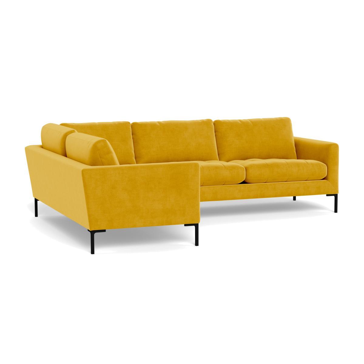 Heal's Eton Left Hand Facing Corner Sofa Smart Luxe Velvet Canary Black Feet - Heal's UK Furniture – image 1