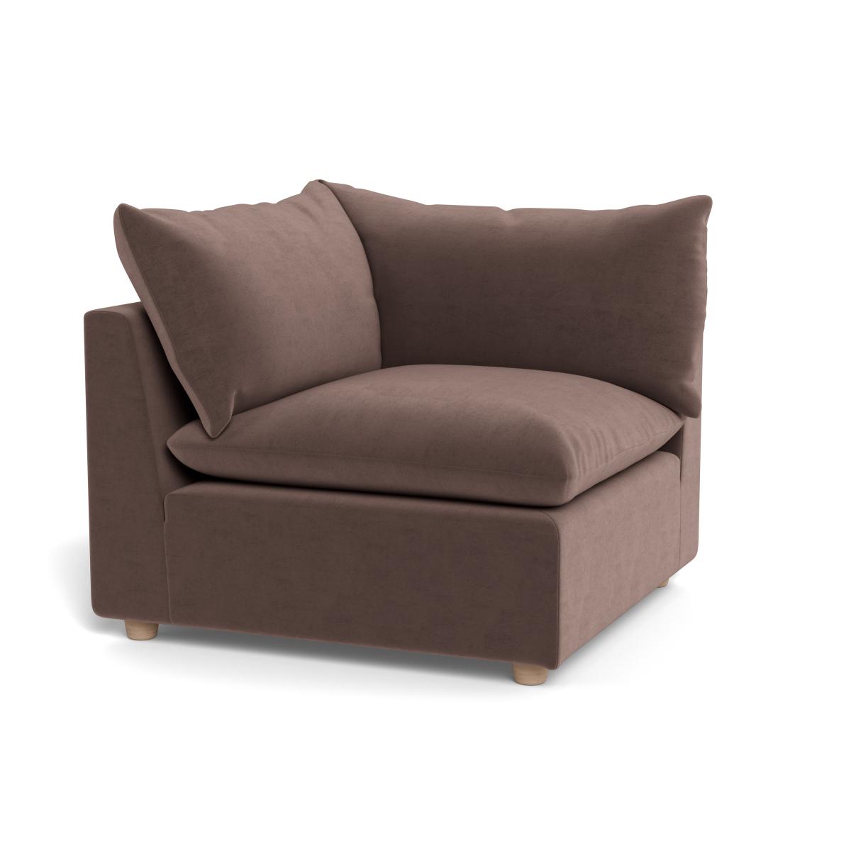 Heal's Astrid Corner Unit Velvet Mink Walnut Stained Beech Feet – image 2
