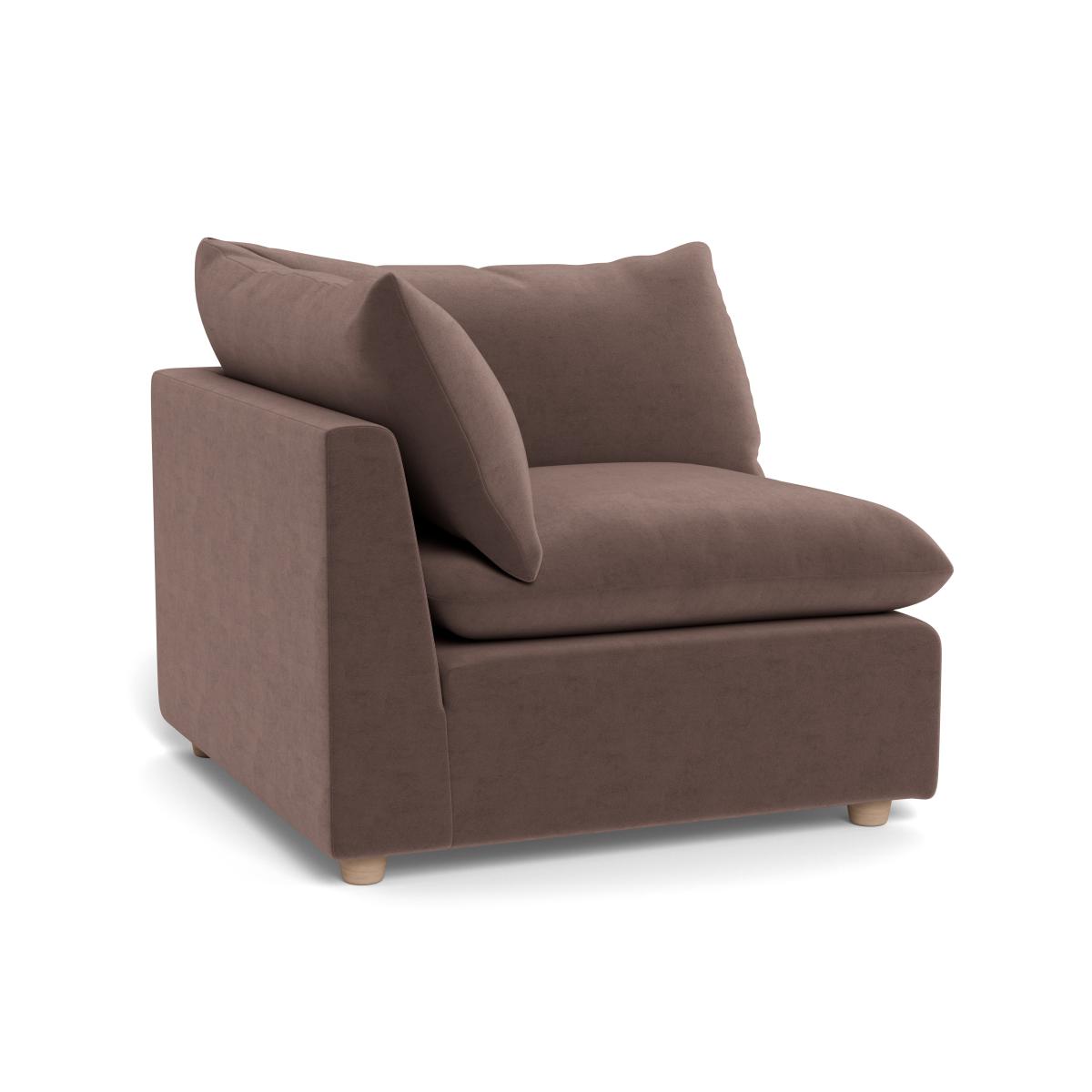 Heal's Astrid Corner Unit Velvet Mink Walnut Stained Beech Feet – image 4