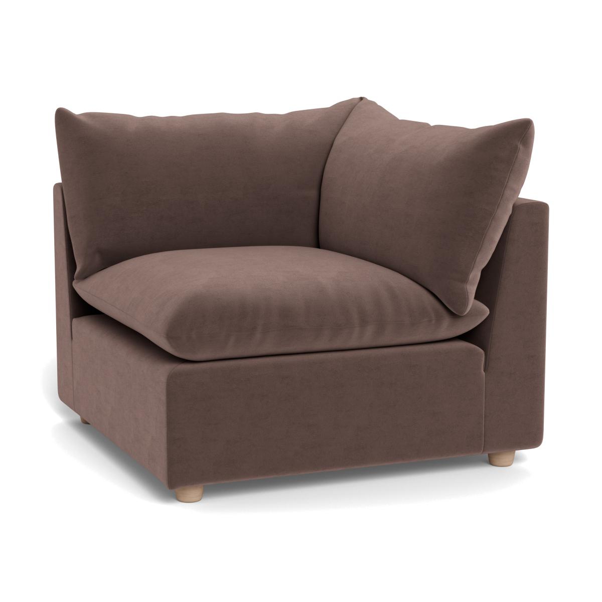 Heal's Astrid Corner Unit Velvet Mink Walnut Stained Beech Feet – image 1